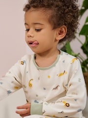 MORI Cream Safari Print Viscose Cotton Blend Zip Up Pyjama Set - صورة 2 من 3