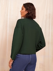 Friends Like These Green Flute Sleeve Button Funnel Neck Knit Jumper - Image 4 of 4