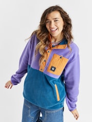 Harper & Lewis Purple Petrol And Deep Lavender Aries Popper Neck Fleece - Image 1 of 1