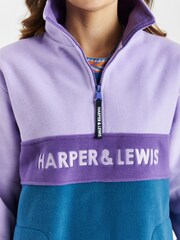 Harper & Lewis Purple Lavender Mellow 1/4 Zip Fleece - Image 3 of 6