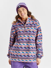 Harper & Lewis Purple Purple Raine Retro Pattern Quarter Zip Fleece - Image 2 of 7