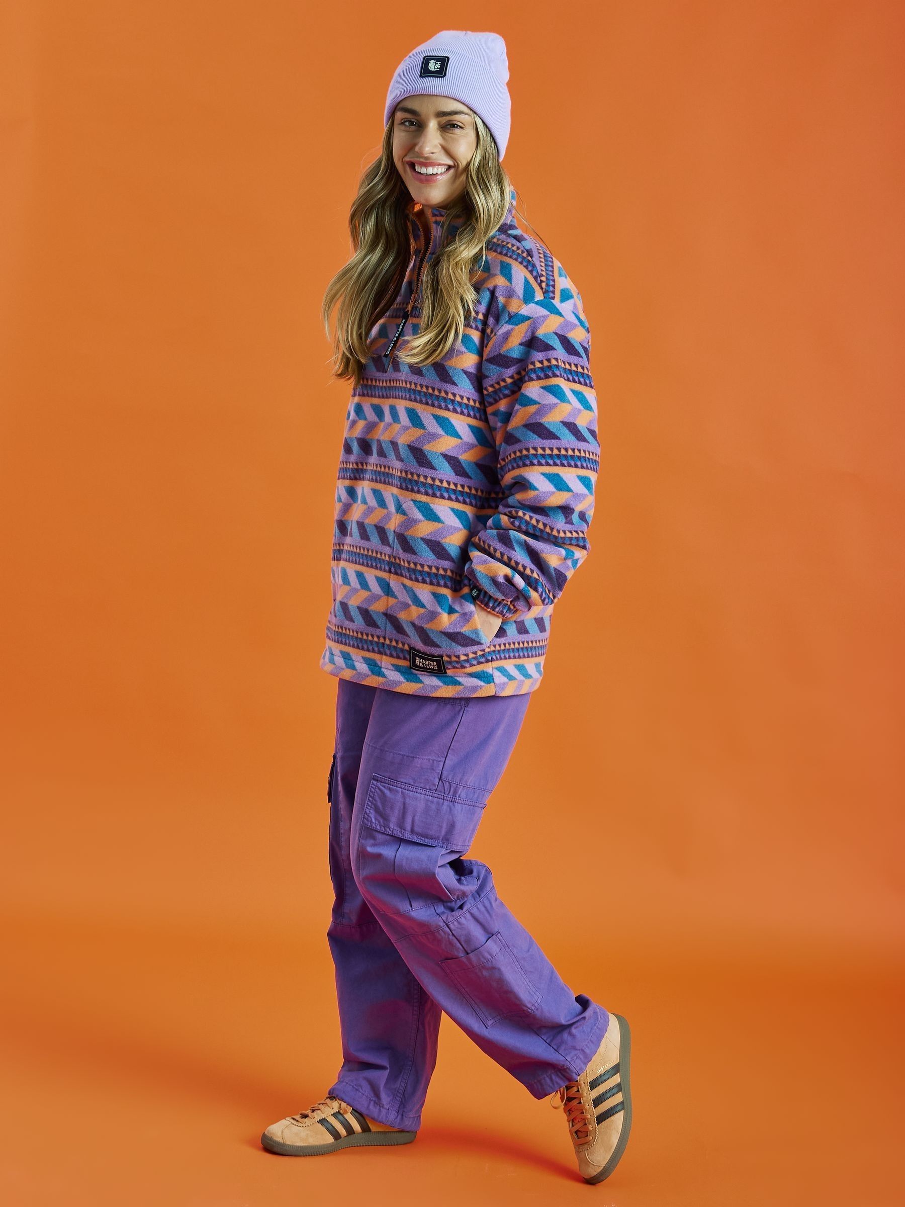 Buy Harper & Lewis Purple Raine Retro Pattern 1/4 Zip Fleece from Next  Luxembourg