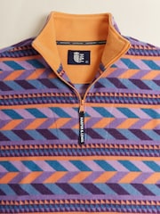 Harper & Lewis Purple Purple Raine Retro Pattern Quarter Zip Fleece - Image 4 of 7