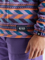 Harper & Lewis Purple Purple Raine Retro Pattern Quarter Zip Fleece - Image 7 of 7