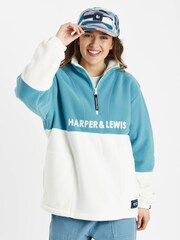 Harper & Lewis Blue Berkley 1/4 Zip Fleece - Image 1 of 7
