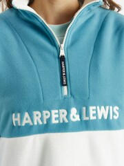Harper & Lewis Blue Berkley 1/4 Zip Fleece - Image 5 of 7