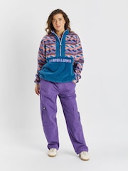 Harper & Lewis Purple Sloan Retro Pattern 1/4 Zip Fleece - Image 2 of 7