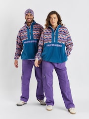 Harper & Lewis Purple Sloan Retro Pattern 1/4 Zip Fleece - Image 4 of 7