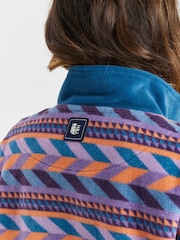 Harper & Lewis Purple Sloan Retro Pattern 1/4 Zip Fleece - Image 6 of 7