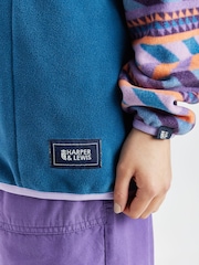 Harper & Lewis Purple Sloan Retro Pattern 1/4 Zip Fleece - Image 7 of 7