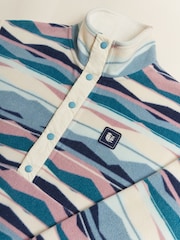 Harper & Lewis Cream Tallow Retro Pattern Popper Neck Fleece - Image 4 of 5