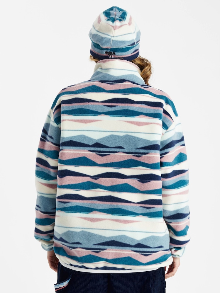 Harper & Lewis Cream Tallow Retro Pattern Popper Neck Fleece - Image 5 of 5