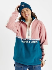 Harper & Lewis Pink Sebi 1/2 Zip Fleece - Image 1 of 5