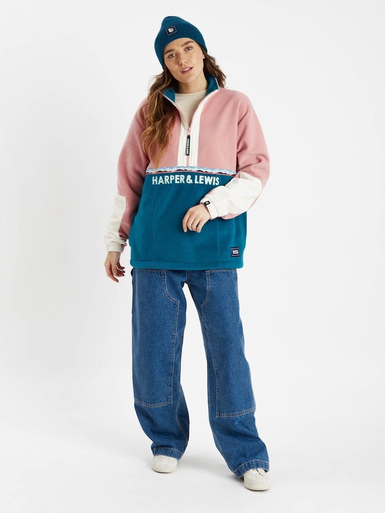 Harper & Lewis Pink Sebi 1/2 Zip Fleece - Image 2 of 5