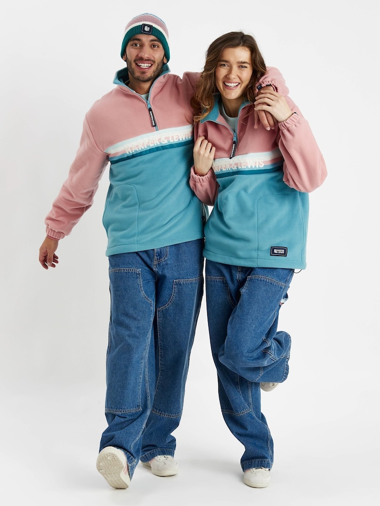 Harper & Lewis Pink Pink One Eighty Quarter Zip Dusty Fleece - Image 2 of 7