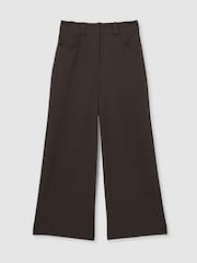 Reiss Chocolate Brown Myrtle Twill Culotte Trousers - Image 2 of 6