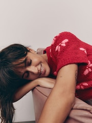 Red/Pink Short Sleeve Crew Neck Bow Knitted Jumper - Image 5 of 8