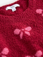Red/Pink Short Sleeve Crew Neck Bow Knitted Jumper - Image 8 of 8