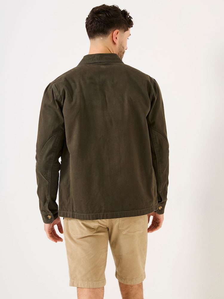 FatFace Khaki Green Washed Canvas Garment Dye Chore Jacket - Image 2 of 5