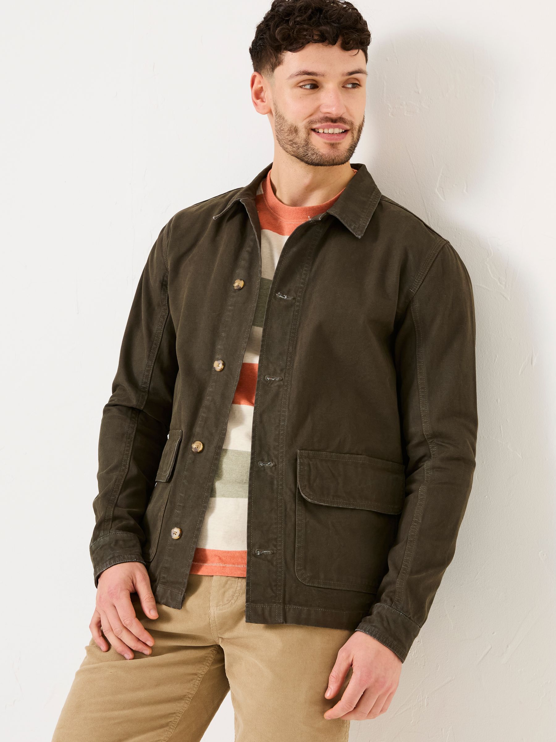 Buy FatFace Khaki Green Washed Canvas Garment Dye Chore Jacket