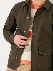 FatFace Khaki Green Washed Canvas Garment Dye Chore Jacket - Image 4 of 5