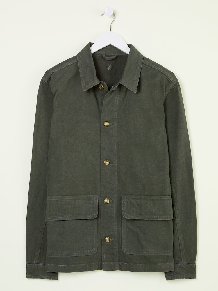 FatFace Khaki Green Washed Canvas Garment Dye Chore Jacket - Image 5 of 5