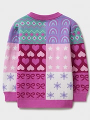 Crew Clothing Company Pink Patchwork Jacquard Print Jumper - Image 2 of 3