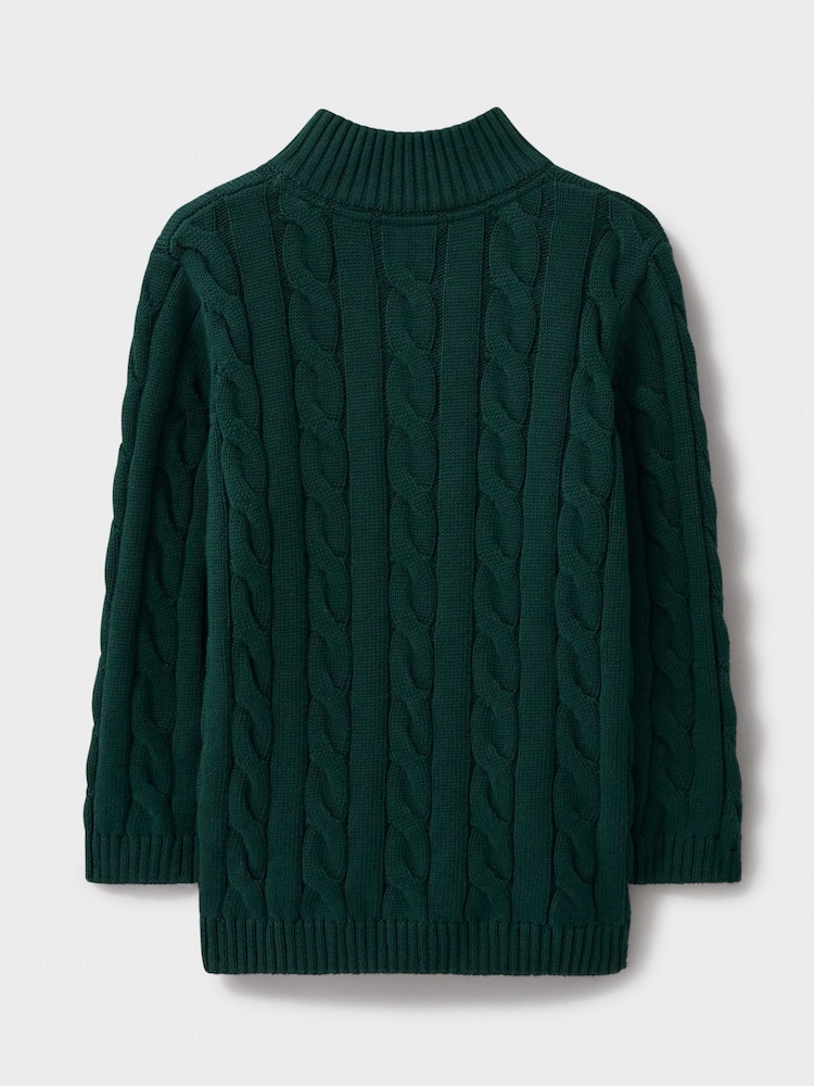 Crew Clothing Green Oarsman Cable 100% Cotton Half Zip Jumper - Image 2 of 3