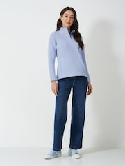 Crew Clothing Company Blue Half Button 100% Cotton Sweatshirt - Image 3 of 5