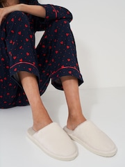 Crew Clothing Natural Velour Mule Slippers - Image 1 of 4