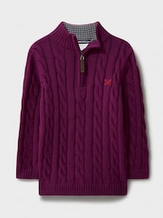 Crew Clothing Red Oarsman Cable Half Zip 100% Cotton Jumper - Image 2 of 3