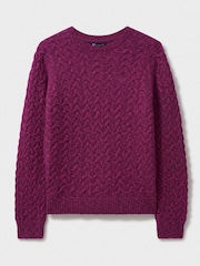 Rosa - Suéter de punto trenzado con hilo retorcido en azul de Crew Clothing Company - Imagen 5 de 6