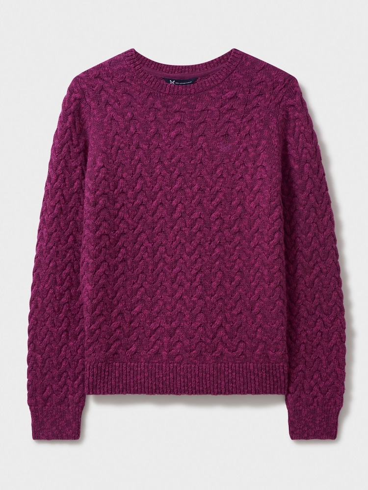 Crew Clothing Pink Crew Clothing Company Blue Twisted Yarn Cable Knit Jumper - Image 5 of 6
