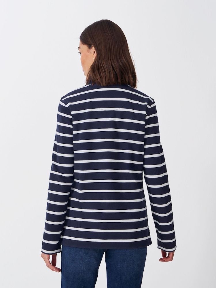 Crew Clothing Company Blue Half Button 100% Cotton Sweatshirt - Image 2 of 6