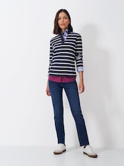 Crew Clothing Company Blue Half Button 100% Cotton Sweatshirt - Image 3 of 6