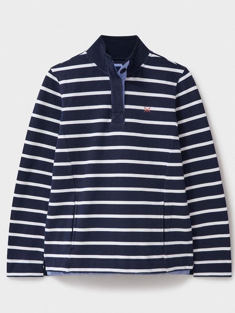 Crew Clothing Company Blue Half Button 100% Cotton Sweatshirt - Image 5 of 5