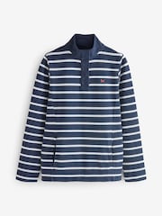 Crew Clothing Company Blue Half Button 100% Cotton Sweatshirt - Image 6 of 6