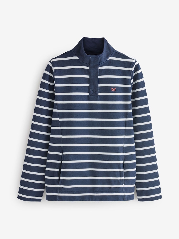 Crew Clothing Company Blue Half Button 100% Cotton Sweatshirt - Image 6 of 6