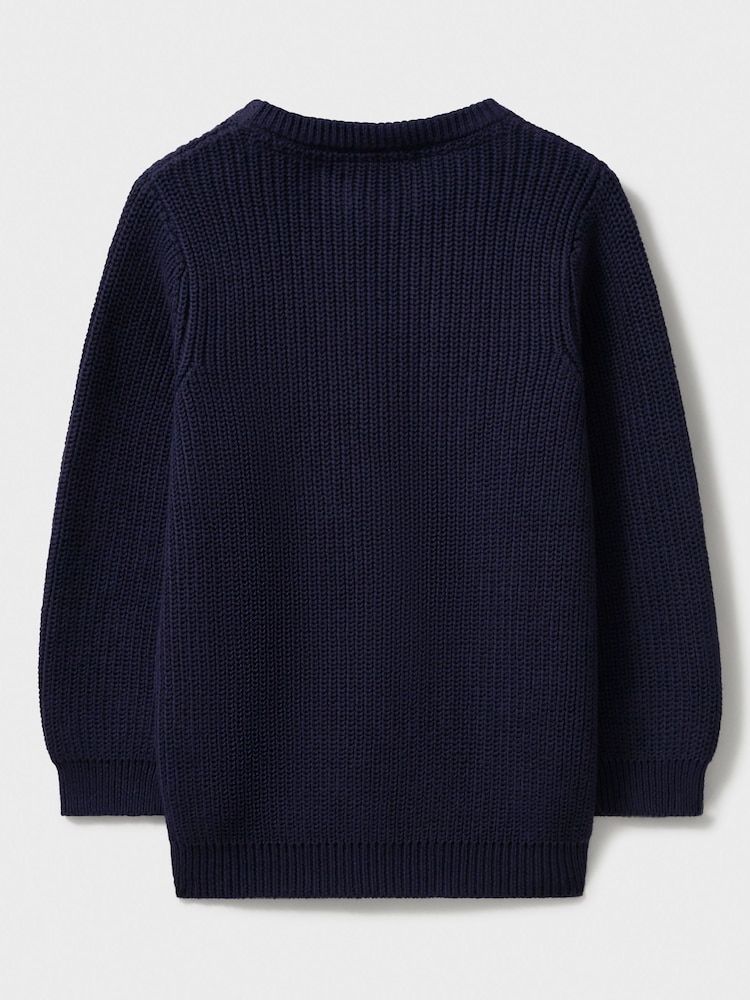 Crew Clothing Company Blue Logo Embroidered Crest 100% Cotton Jumper - Image 2 of 3