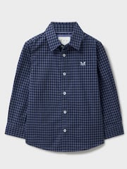 Crew Clothing Company Blue Long Sleeve Gingham 100% Cotton Shirt - Image 1 of 3
