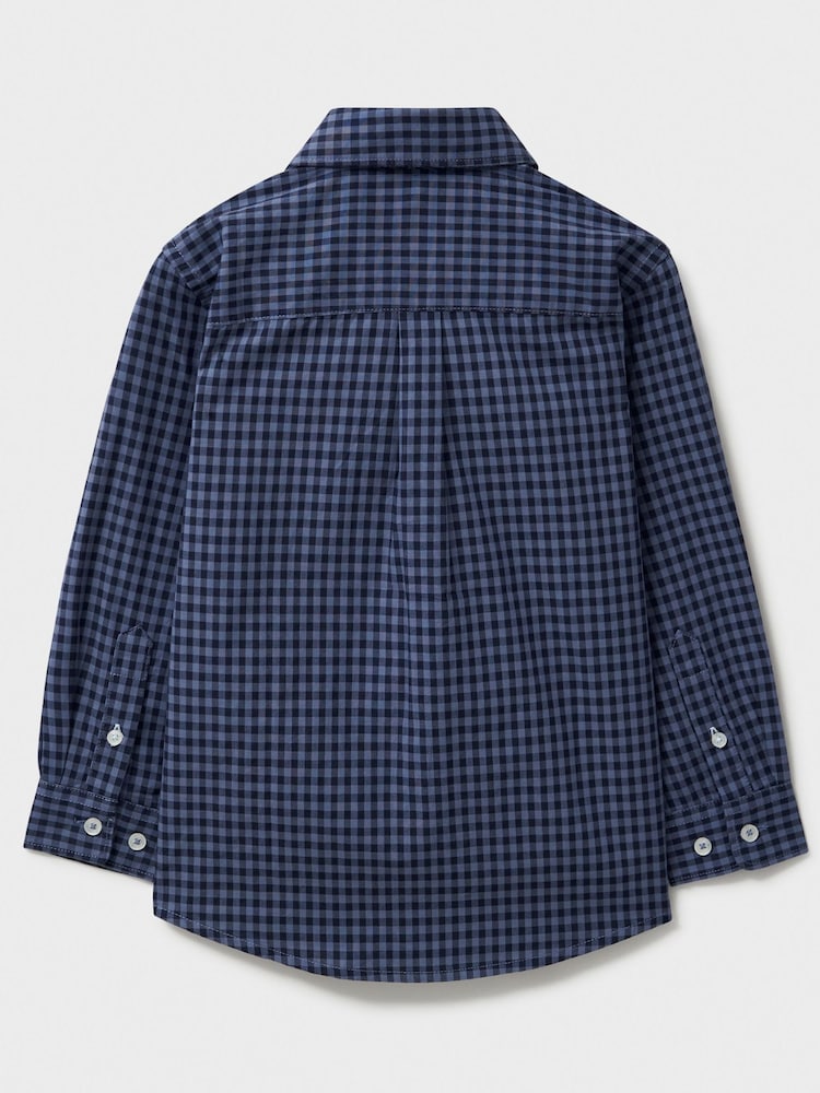 Crew Clothing Company Blue Long Sleeve Gingham 100% Cotton Shirt - Image 2 of 3