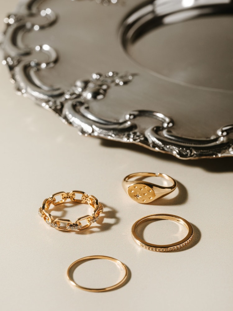 Orelia London Gold Tone Starburst Signet Ring - Image 2 of 3 Orelia London Gold Tone Starburst Signet Ring - Image 2 of 3