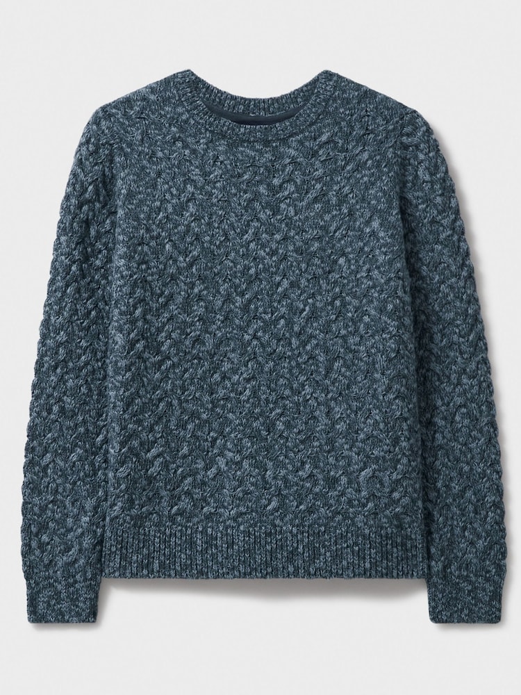Crew Clothing Blue Crew Clothing Company Blue Twisted Yarn Cable Knit Jumper - Image 5 of 5