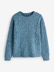 Azul - Suéter de punto trenzado con hilo retorcido en azul de Crew Clothing Company - Imagen 6 de 6