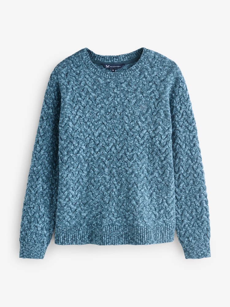 Azul - Suéter de punto trenzado con hilo retorcido en azul de Crew Clothing Company - Imagen 6 de 6