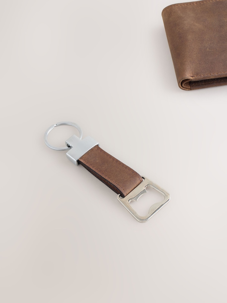 Brown Leather Wallet and Keyring Set - Image 4 of 4