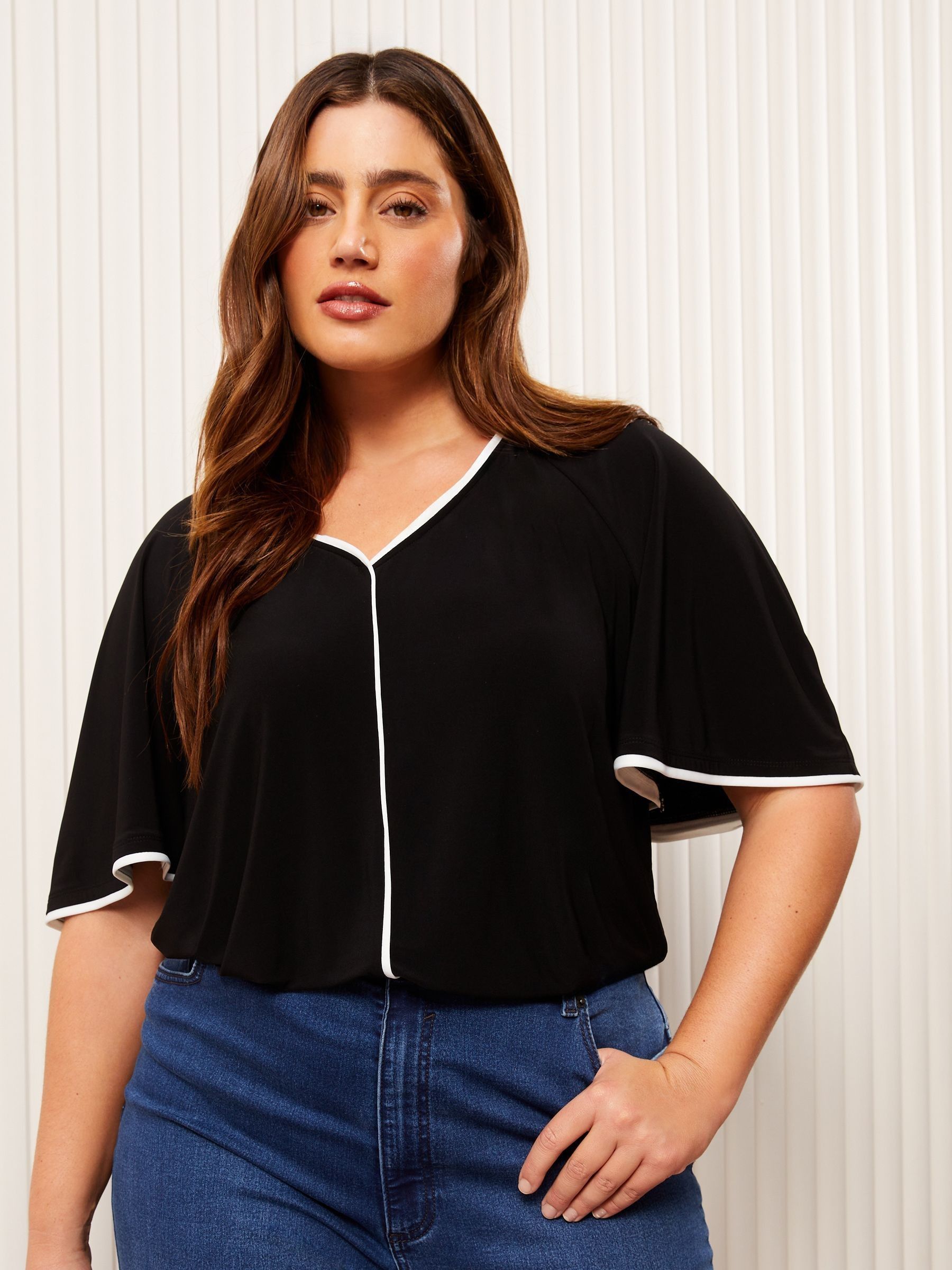 Buy Friends Like These Black Curve Tipped Flutter Sleeve T Buy Friends Like These Black Curve Tipped Flutter Sleeve T