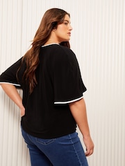 Friends Like These Black Curve Tipped Flutter Sleeve T-Shirt - Image 4 of 4