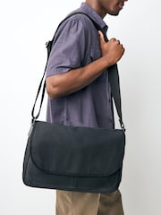 Black Wax Cotton Messenger Bag - Image 1 of 6