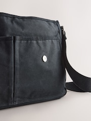 Black Wax Cotton Messenger Bag - Image 4 of 6